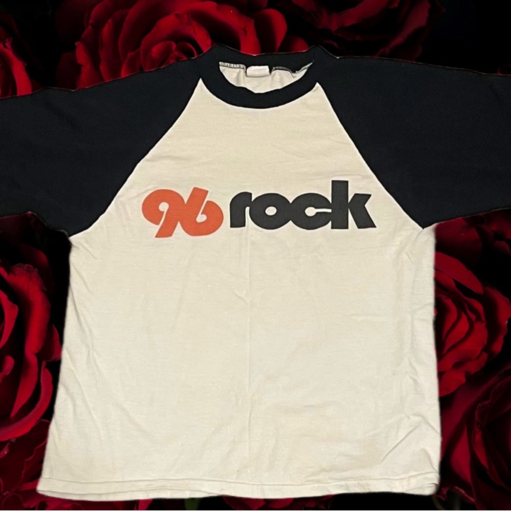 Vintage 96 Rock Graphic Raglan Tee - Black & White Baseball